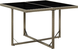 vidaXL - Tuintafel - 109x107x74 - cm - poly - rattan - en - glas - grijs
