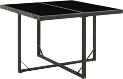 vidaXL - Tuintafel - 109x107x74 - cm - poly - rattan - en - glas - zwart