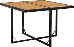 vidaXL - Tuintafel - 109x107x74 - cm - poly - rattan - en - massief - acaciahout - zwart