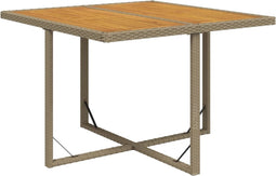 vidaXL - Tuintafel - 109x107x74 - cm - poly - rattan - en - massief - acaciahout - beige