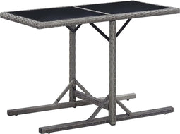 vidaXL - Tuintafel - 110x53x72 - cm - glas - en - poly - rattan - antraciet