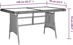 vidaXL - Tuintafel - 130x70x72 - cm - poly - rattan - en - massief - acaciahout - zwart