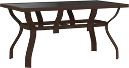 vidaXL - Tuintafel - 140x70x70 - cm - staal - en - glas - bruin - en - zwart
