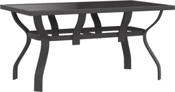 vidaXL - Tuintafel - 140x70x70 - cm - staal - en - glas - grijs - en - zwart