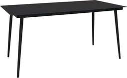 vidaXL - Tuintafel - 150x80x74 - cm - staal - en - glas - zwart