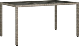 vidaXL - Tuintafel - 150x90x75 - cm - gehard - glas - en - poly - rattan - grijs