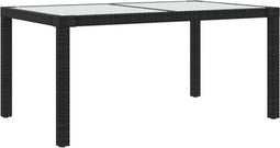 vidaXL - Tuintafel - 150x90x75 - cm - gehard - glas - en - poly - rattan - zwart