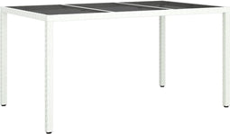 vidaXL - Tuintafel - 150x90x75 - cm - gehard - glas - en - poly - rattan - wit