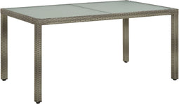 vidaXL - Tuintafel - 150x90x75 - cm - gehard - glas - en - poly - rattan - grijs