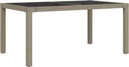 vidaXL - Tuintafel - 150x90x75 - cm - gehard - glas - en - poly - rattan - beige