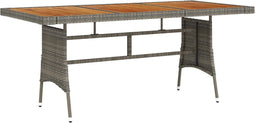 vidaXL - Tuintafel - 160x70x72 - cm - poly - rattan - en - massief - acaciahout - grijs