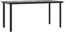 vidaXL - Tuintafel - 160x80x74 - cm - staal - en - gehard - glas - zwart