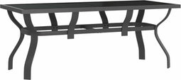vidaXL - Tuintafel - 180x80x70 - cm - staal - en - glas - grijs - en - zwart