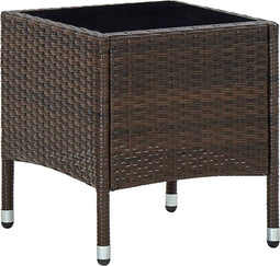 vidaXL - Tuintafel - 40x40x45 - cm - poly - rattan - bruin