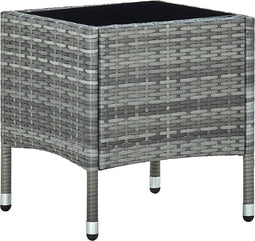 vidaXL - Tuintafel - 40x40x45 - cm - poly - rattan - grijs
