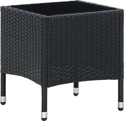 vidaXL - Tuintafel - 40x40x45 - cm - poly - rattan - zwart
