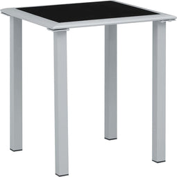 vidaXL - Tuintafel - 41x41x45 - cm - staal - en - glas - zwart - en - zilverkleurig