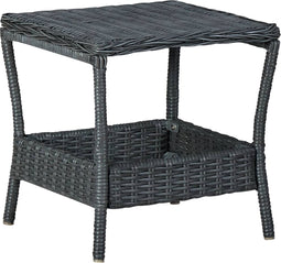 vidaXL - Tuintafel - 45x45x46,5 - cm - poly - rattan - donkergrijs