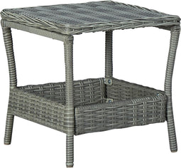 vidaXL - Tuintafel - 45x45x46,5 - cm - poly - rattan - lichtgrijs
