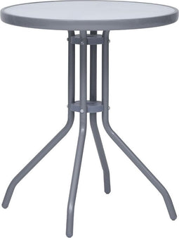 vidaXL - Tuintafel - 60 - cm - staal - en - glas - lichtgrijs