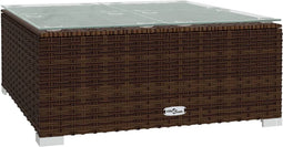 vidaXL - Tuintafel - 60x60x30 - cm - poly - rattan - en - glas - bruin