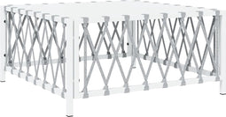 vidaXL - Tuintafel - 70x70x34 - cm - geweven - stof - wit