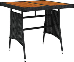 vidaXL - Tuintafel - 70x70x72 - cm - poly - rattan - en - massief - acaciahout - zwart