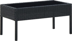 vidaXL - Tuintafel - 75x40x37 - cm - poly - rattan - zwart