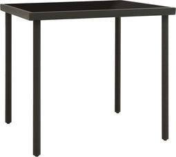 vidaXL - Tuintafel - 80x80x72 - cm - glas - en - staal - antracietkleurig
