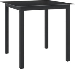 vidaXL - Tuintafel - 80x80x74 - cm - aluminium - en - glas - zwart