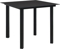 vidaXL - Tuintafel - 80x80x74 - cm - staal - en - glas - zwart