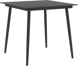 vidaXL - Tuintafel - 80x80x74 - cm - staal - en - glas - zwart