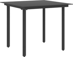 vidaXL - Tuintafel - 80x80x74 - cm - staal - en - glas - zwart