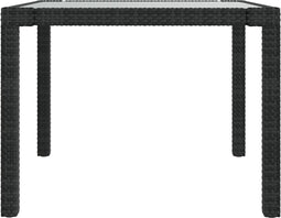 vidaXL - Tuintafel - 90x90x75 - cm - gehard - glas - en - poly - rattan - zwart