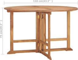 vidaXL - Tuintafel - inklapbaar - Ø110x75 - cm - massief - teakhout
