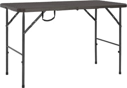 vidaXL - Tuintafel - inklapbaar - rattan - look - 120x60x74 - cm - HDPE - bruin