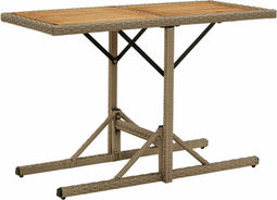 vidaXL - Tuintafel - massief - acaciahout - en - poly - rattan - beige