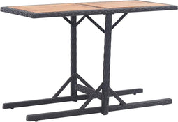 vidaXL - Tuintafel - massief - acaciahout - en - poly - rattan - zwart