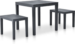 vidaXL - Tuintafel - met - 2 - banken - kunststof - antraciet