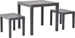 vidaXL - Tuintafel - met - 2 - banken - kunststof - bruin