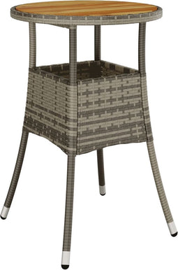 vidaXL - Tuintafel - Ø60x75 - cm - acaciahout - en - poly - rattan - grijs