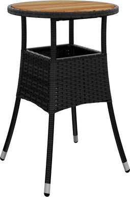 vidaXL - Tuintafel - Ø60x75 - cm - acaciahout - en - poly - rattan - zwart
