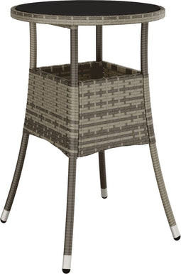 vidaXL - Tuintafel - Ø60x75 - cm - gehard - glas - en - poly - rattan - grijs