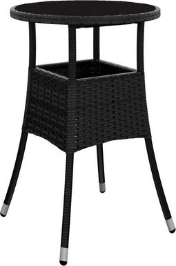 vidaXL - Tuintafel - Ø60x75 - cm - gehard - glas - en - poly - rattan - zwart