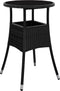 vidaXL - Tuintafel - Ø60x75 - cm - gehard - glas - en - poly - rattan - zwart