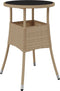 vidaXL - Tuintafel - Ø60x75 - cm - gehard - glas - en - poly - rattan - beige