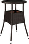 vidaXL - Tuintafel - Ø60x75 - cm - gehard - glas - en - poly - rattan - bruin
