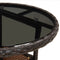 vidaXL - Tuintafel - Ø60x75 - cm - gehard - glas - en - poly - rattan - bruin