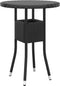 vidaXL - Tuintafel - Ø60x75 - cm - gehard - glas - en - poly - rattan - zwart