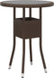 vidaXL - Tuintafel - Ø60x75 - cm - gehard - glas - en - poly - rattan - bruin